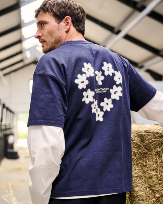 Arbor Antwerp Faded Flower T-Shirt Blue