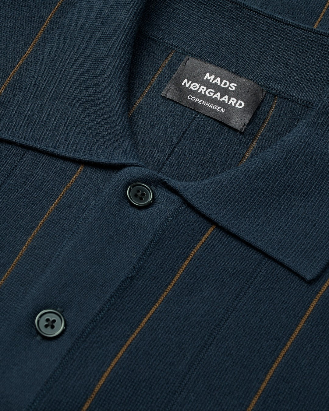 Mads Nørgaard Classy Brando Polo LS Knit Blue Green Stripe – achteraanzicht