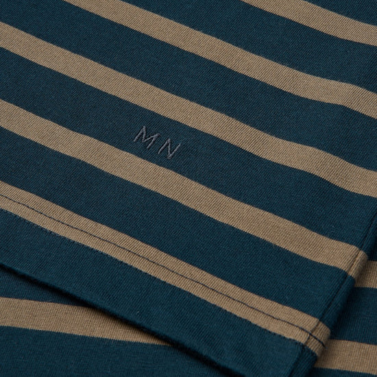 Mads Nørgaard Cotton Jersey Stripe Frode Tee LS Navy Brown – achteraanzicht