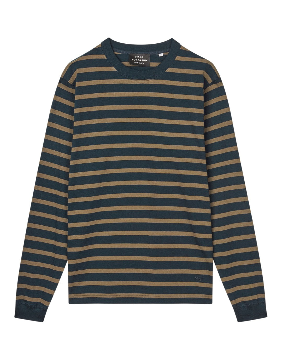 Mads Nørgaard Cotton Jersey Stripe Frode Tee LS Navy Brown – vooraanzicht