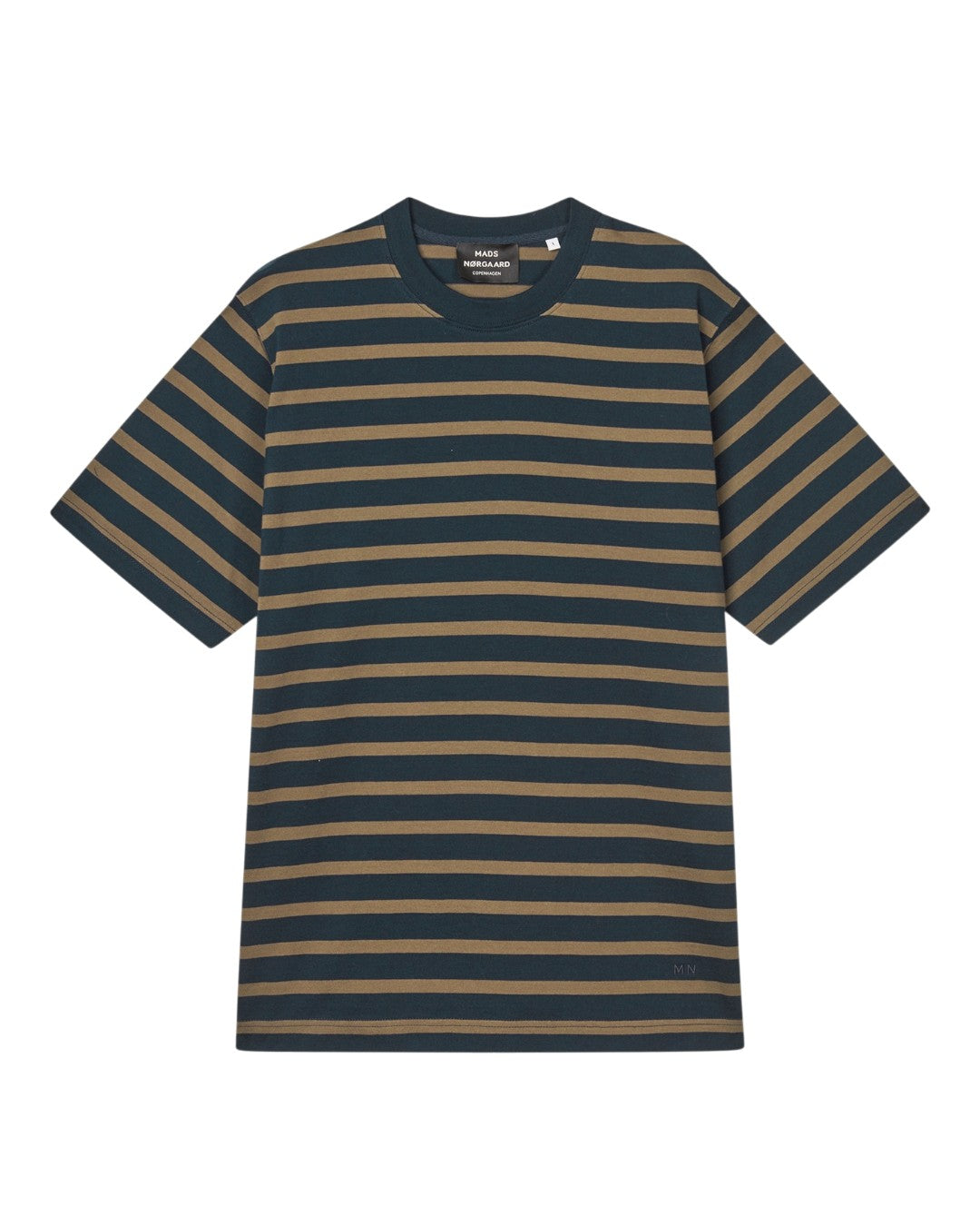 Mads Nørgaard Cotton Jersey Stripe Frode Tee Navy Brown – vooraanzicht