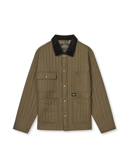 Mads Nørgaard Quilt Chore Jacket Walnut – vooraanzicht