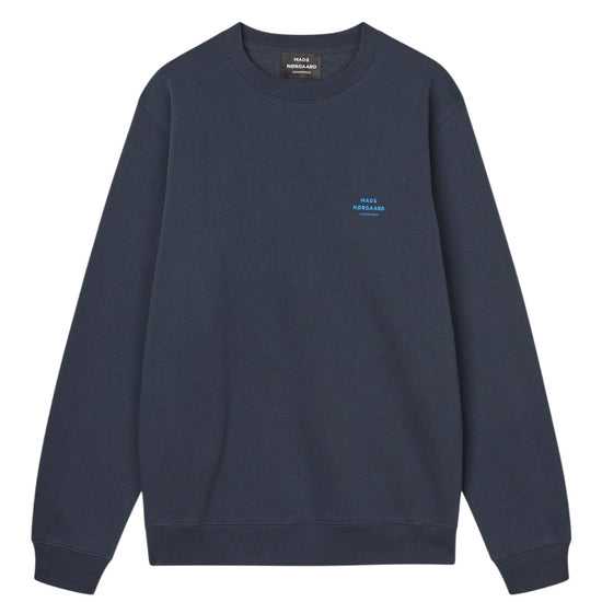 Mads Nørgaard Standard Crew Logo Sweat Blue – vooraanzicht