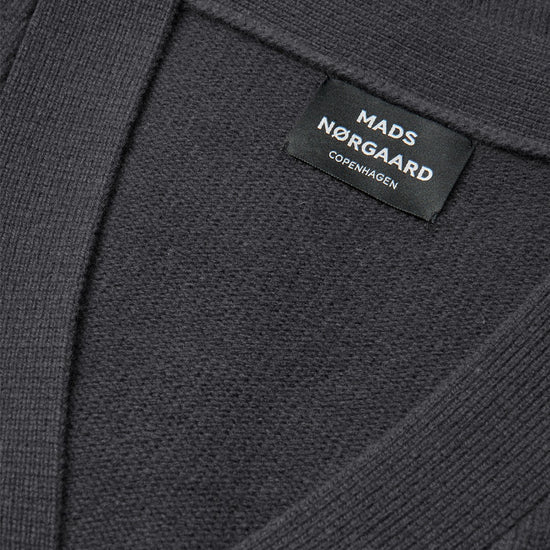 Mads Nørgaard Super Wool Cardigan Knit Asphalt – achteraanzicht