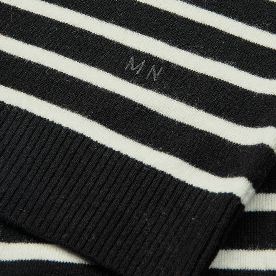 Mads Nørgaard Super Wool Karsten Stripe Knit Black Vanilla Ice – achteraanzicht