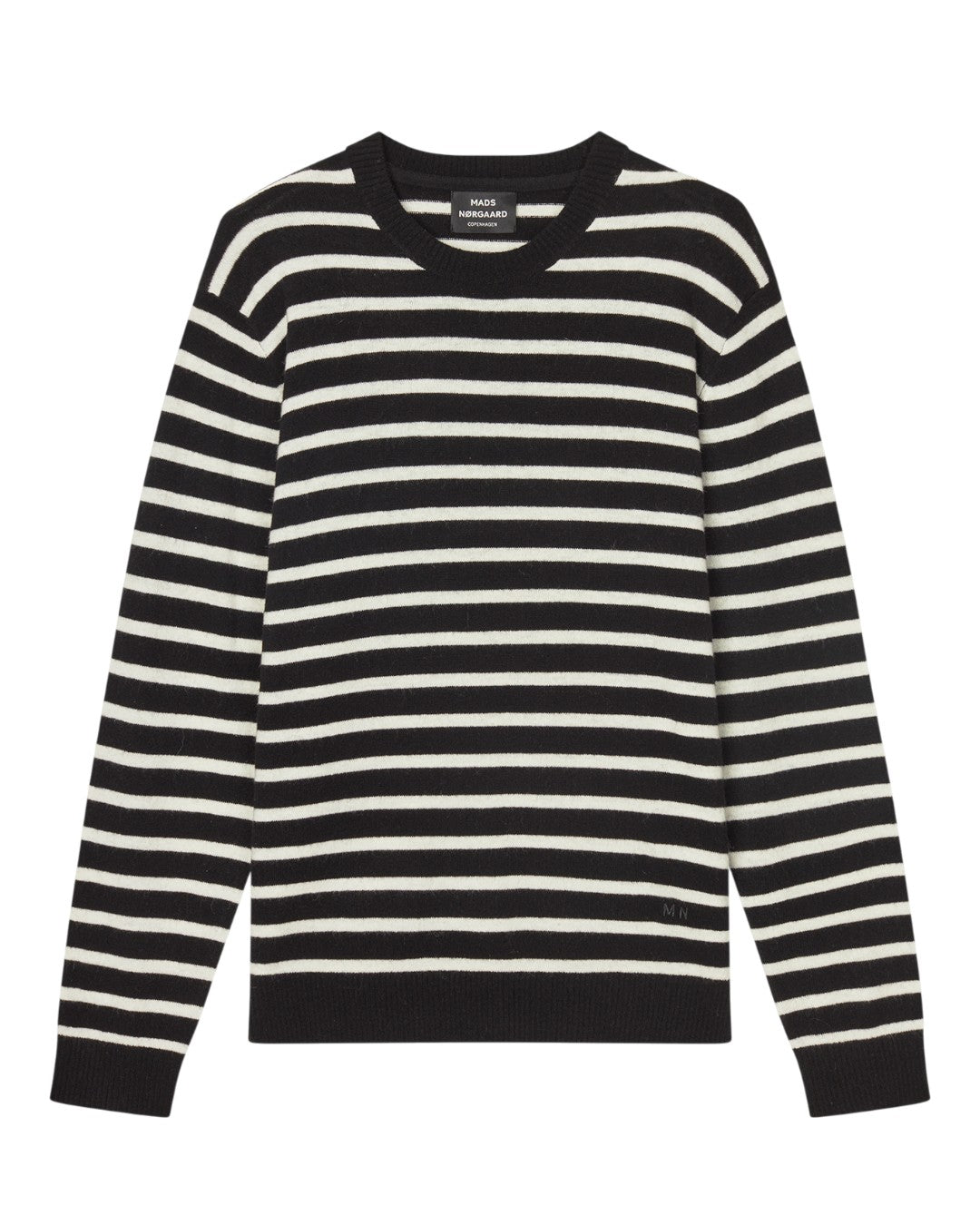 Mads Nørgaard Super Wool Karsten Stripe Knit Black Vanilla Ice – vooraanzicht