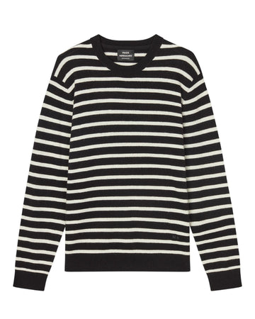 Mads Nørgaard Super Wool Karsten Stripe Knit Black Vanilla Ice – vooraanzicht