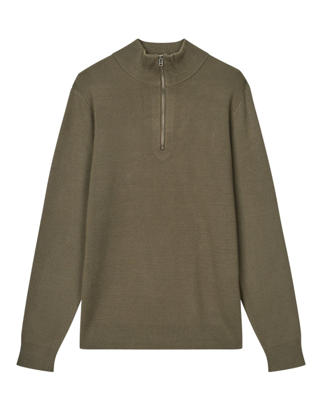 Mads Nørgaard Urban Chase Half Zip Knit Brown – vooraanzicht