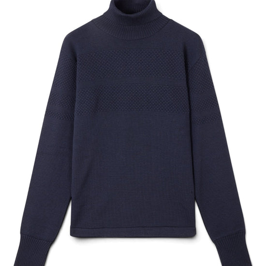 Mads Nørgaard Wool Klemens Turtle Neck Knit Blue – vooraanzicht