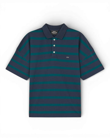 Sky Captain Deep Sea Striped Light Terry Polo Tee