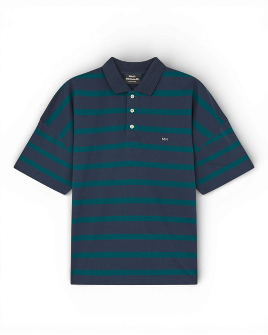 Sky Captain Deep Sea Striped Light Terry Polo Tee