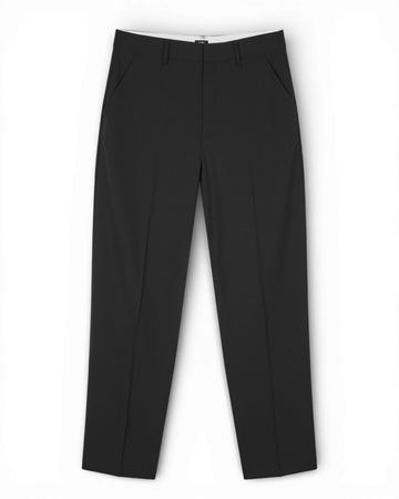 Black Dense Weave Loose Fit Henry Trousers