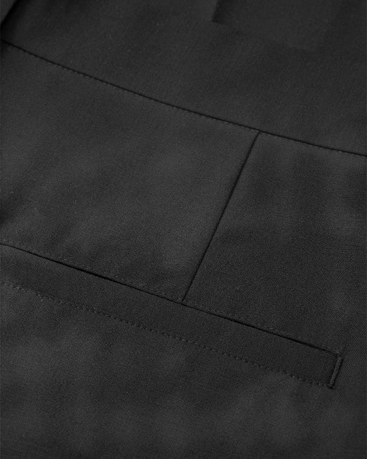 Black Dense Weave Loose Fit Henry Trousers