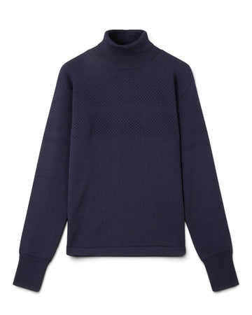 Wool Klemens Knit Turtle Neck Pullover Blue