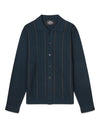 Classy Brando Knit Polo Collar Pullover Blue Green Stripe