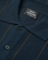 Classy Brando Knit Polo Collar Pullover Blue Green Stripe