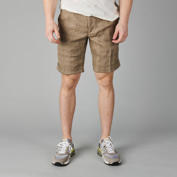 Mason’s Linen Checked Shorts Beige – vooraanzicht