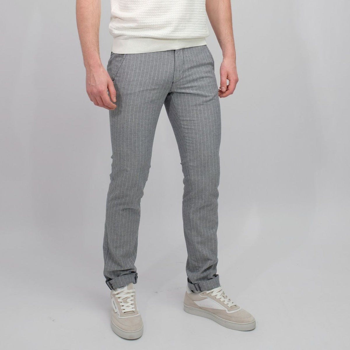 MASON'S Milano Jogger Slim Fit Trousers Navy Stripe – productbeeld 3