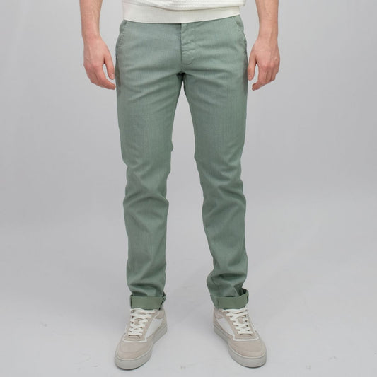 MASON'S Forte Dei Marmi Linen Look Chevron Trousers Green – productbeeld 1