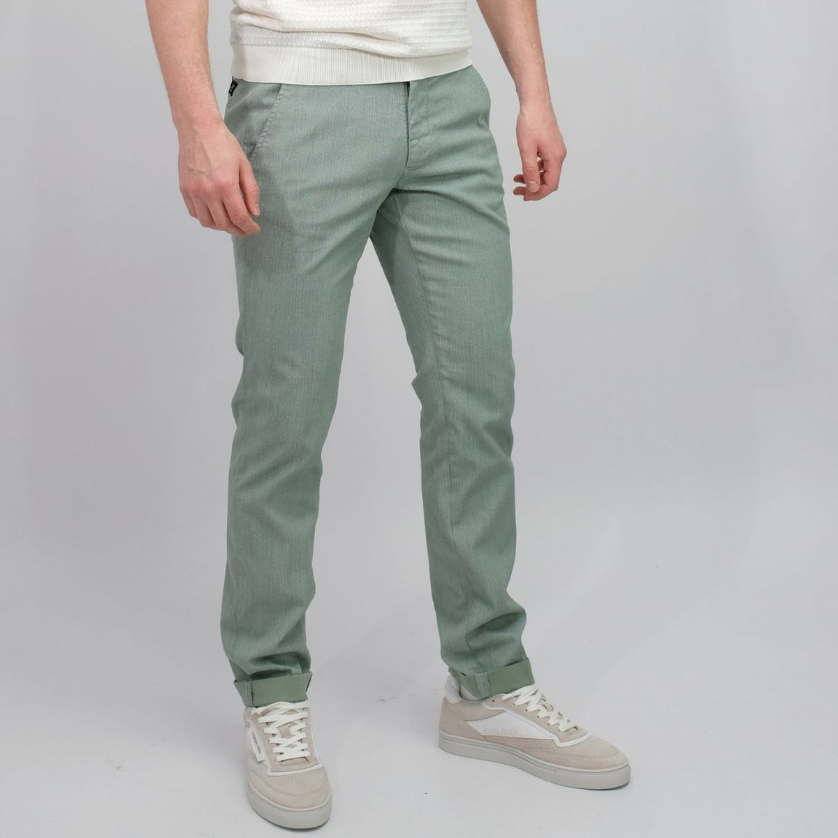 MASON'S Forte Dei Marmi Linen Look Chevron Trousers Green – productbeeld 3