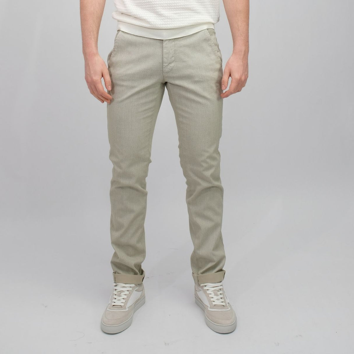 MASON'S Forte Dei Marmi Linen Look Chevron Trousers Beige – productbeeld 1