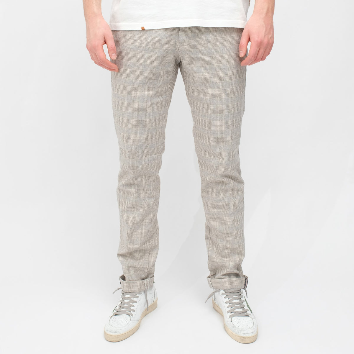 MASON'S Torino Style Regular Fit Trousers Beige Grey Blue Check – productbeeld 1