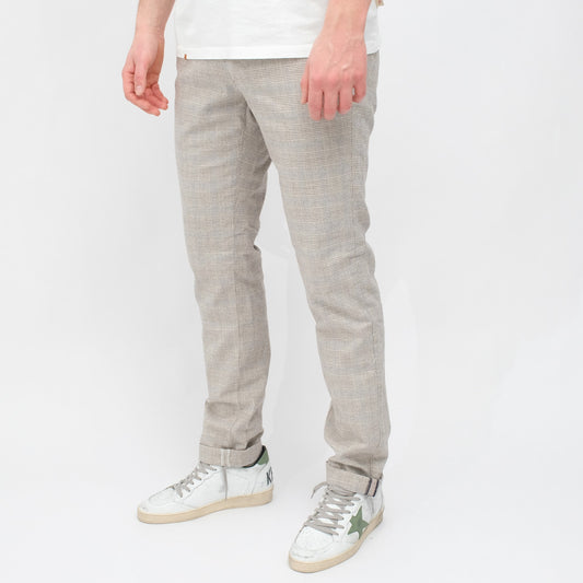 MASON'S Torino Style Regular Fit Trousers Beige Grey Blue Check – productbeeld 2
