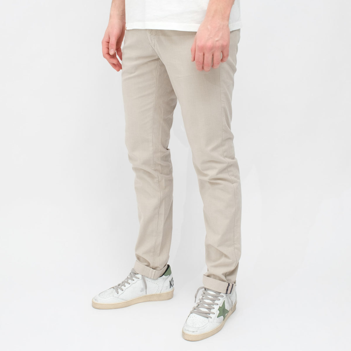 MASON'S Torino Style Regular Fit Trousers Beige Check – productbeeld 2