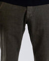 Mason's Dark Brown Torino Thin Check Regular Fit Trousers, gedragen detail ruitpatroon