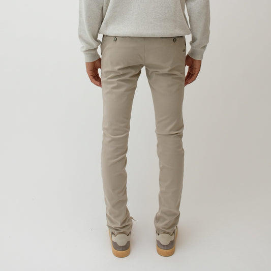 Mason's Forte Dei Marmi Slim Fit broek Greige Stripes, gedragen driekwart achteraanzicht