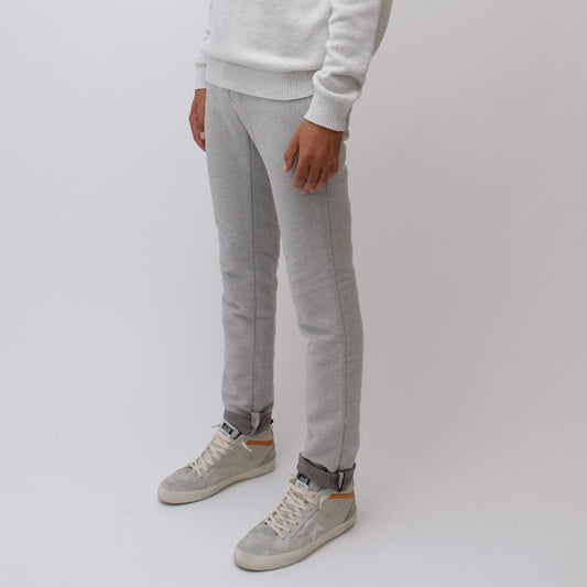Mason's Milano Jogpants Wool Look broek Light Grey, gedragen driekwart zijaanzicht