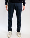 Mason's Navy Torino Double Face Regular Fit Trousers, gedragen vooraanzicht
