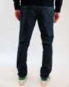 Mason's Navy Torino Herringbone Regular Fit Trousers, gedragen achteraanzicht