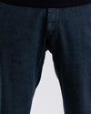 Mason's Navy Torino Herringbone Regular Fit Trousers, gedragen detail visgraat