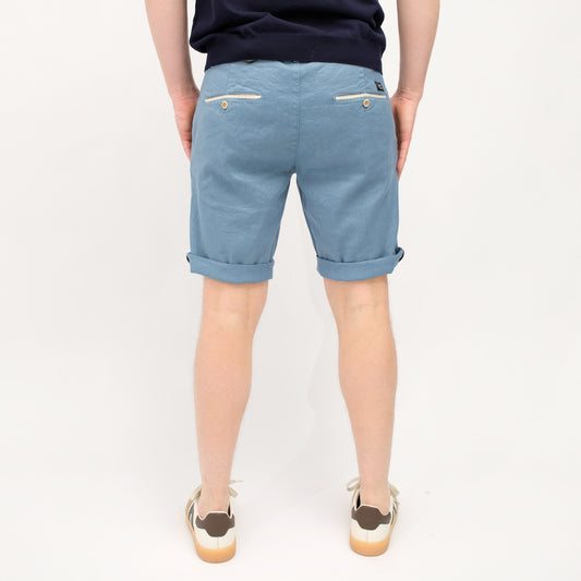 Mason's Torino Oxford Linen Regular Fit Shorts Blue, gedragen achteraanzicht