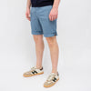 Mason's Torino Oxford Linen Regular Fit Shorts Blue, gedragen driekwart vooraanzicht