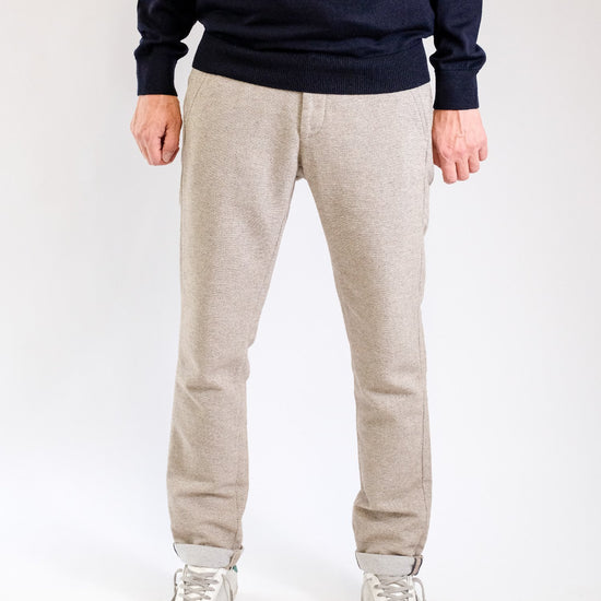 Mason's Torino Wool Blend Herringbone Trousers Ecru Beige, gedragen vooraanzicht