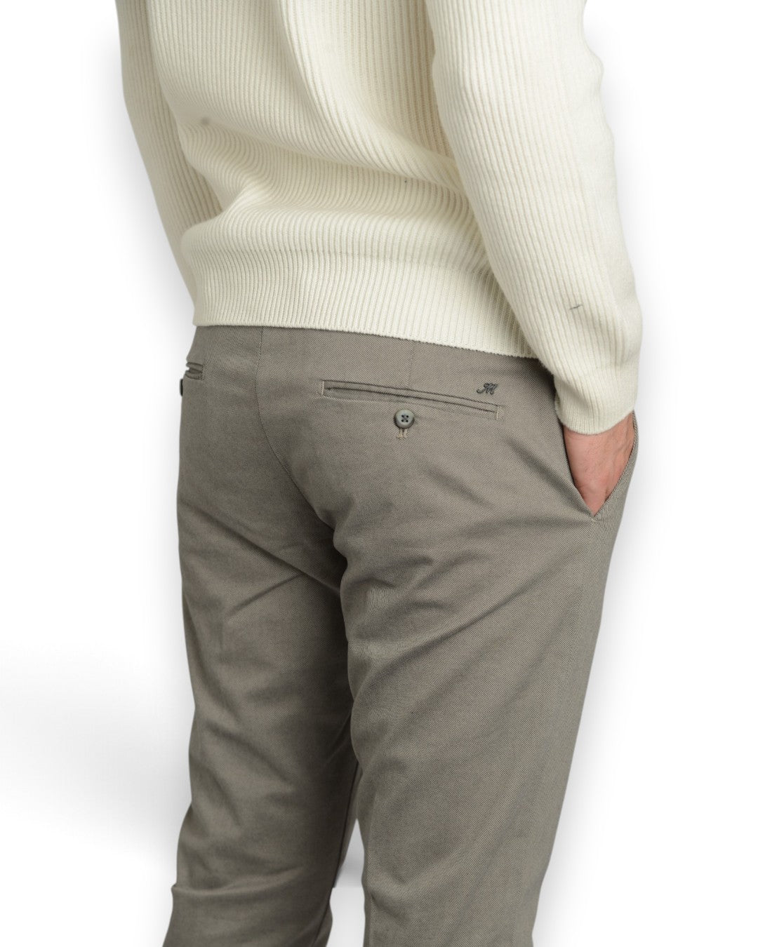 Mason's Torino Warm Taupe - detail van de diagonale double-face katoenstructuur
