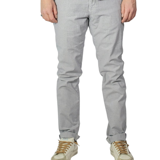 Mason’s Torino Cotton Lyocell Stretch Slim Fit Grijs Vichy herenbroek bij Checkpoint Mol