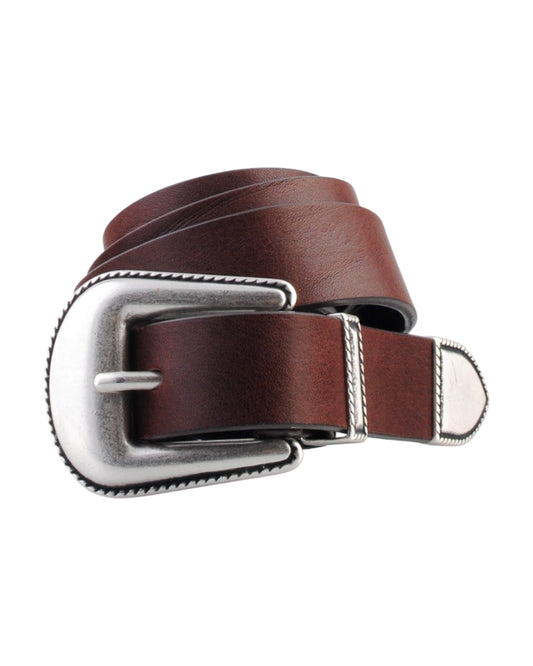 Molebo M2413 Leather Cowboy Belt Brown leerdetail
