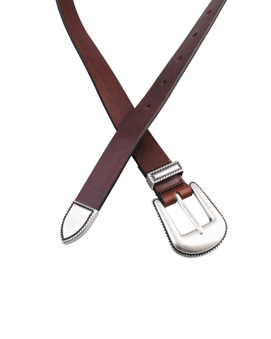 Molebo M2413 Leather Cowboy Belt Brown detail