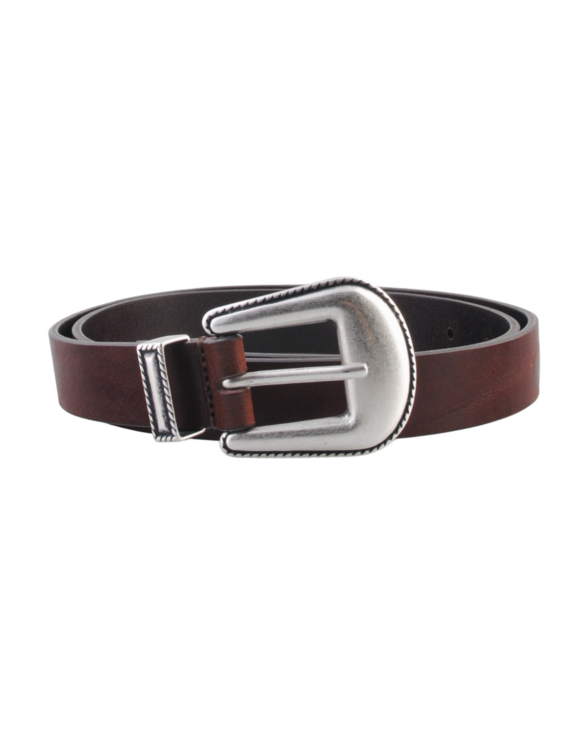 Molebo M2413 Leather Cowboy Belt Brown 2.5 cm vooraanzicht