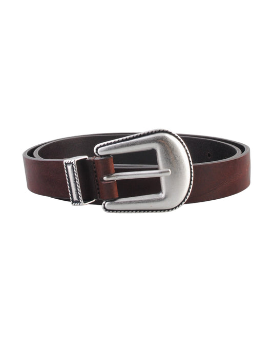 Molebo M2413 Leather Cowboy Belt Brown 2.5 cm vooraanzicht