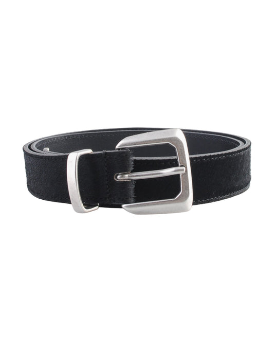 Molebo M2418 Hair-On Leather Western Belt Black Pony 3 cm vooraanzicht