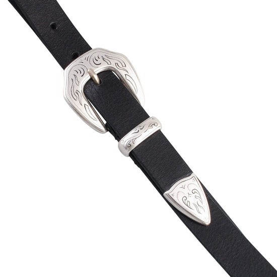 Molebo M2438 Leather Belt Black gesp detail