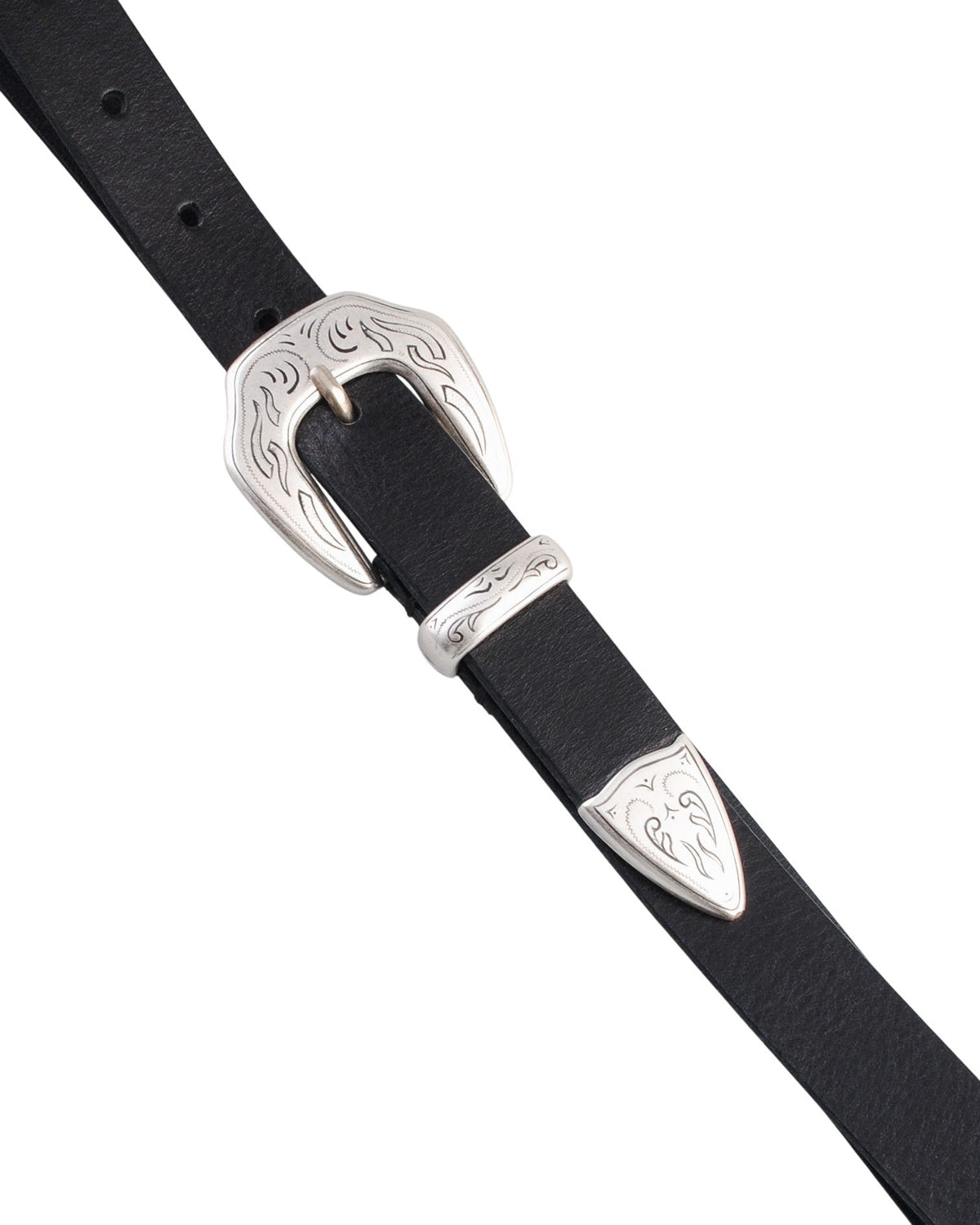 Molebo M2438 Leather Belt Black gesp detail