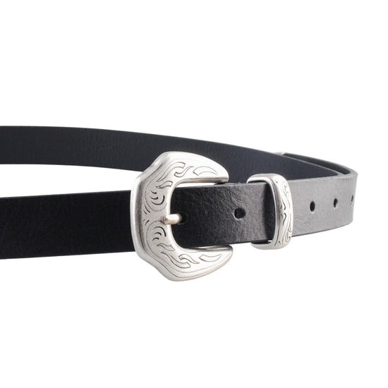 Molebo M2438 Leather Belt Black detail