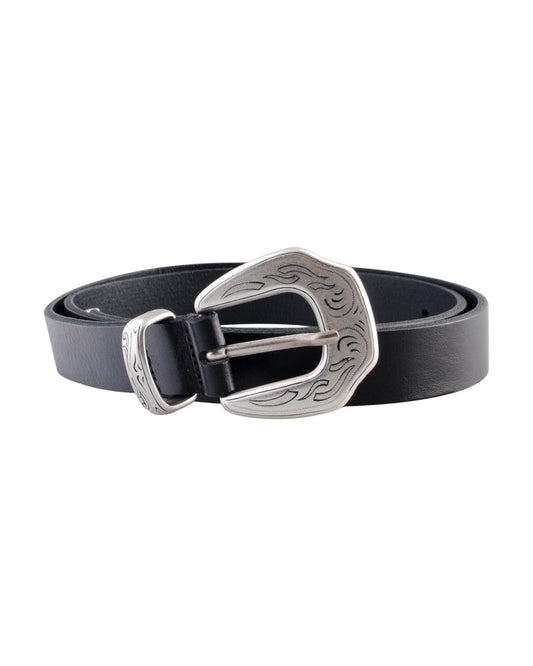 Molebo M2438 Leather Belt Black 2.5 cm vooraanzicht