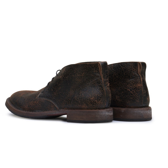 MOMA Minsk Leather Ankle Boots Vodoo Peanut – detail van de rits achter