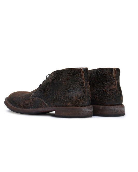 MOMA Minsk Leather Ankle Boots Vodoo Peanut – detail van de rits achter